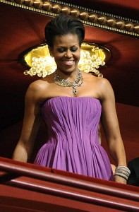 First lady Michelle Obama in Radiant Orchid